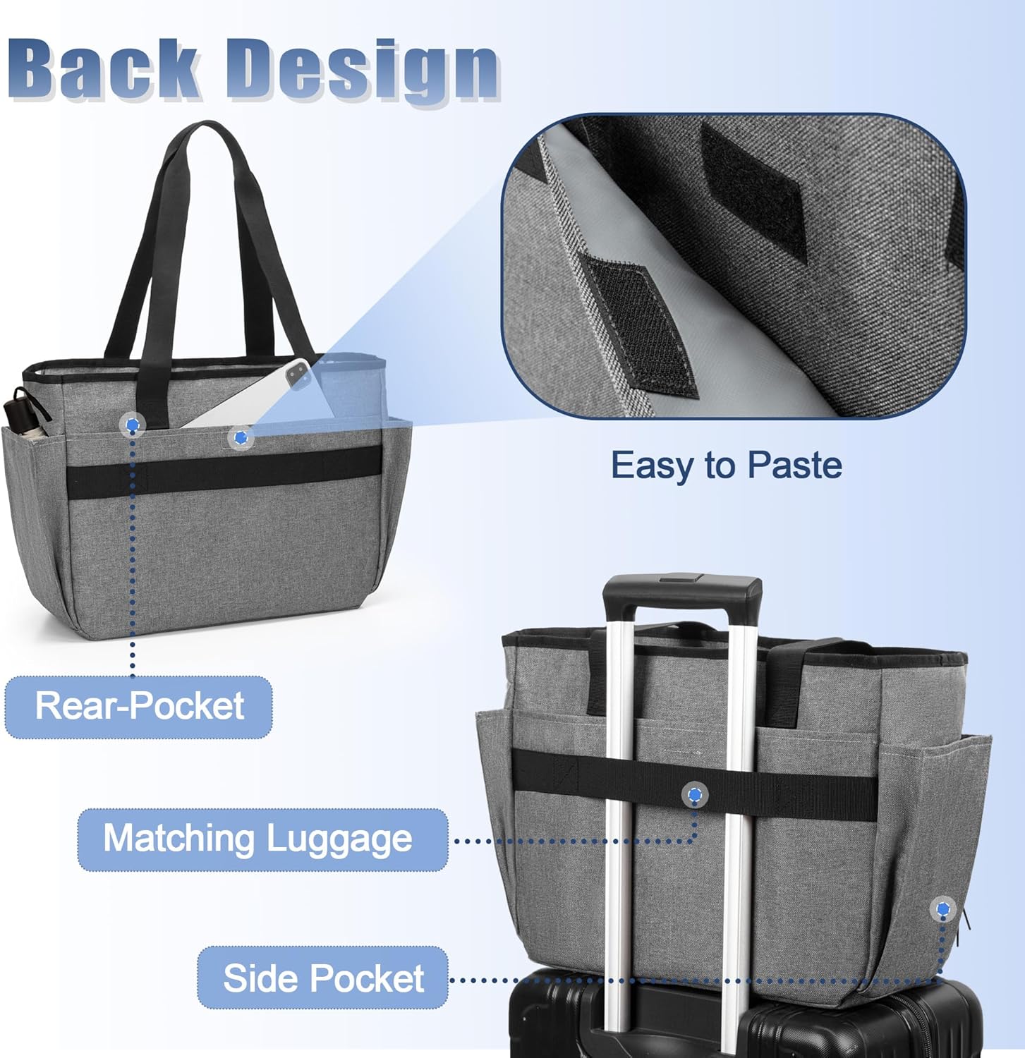 Trunab Teacher Laptop Tote Bag with Expanding File Folder Pocket, Nurse Utility Tote Bag for Women, Office Laptop Briefcase for Work, College, Nursing