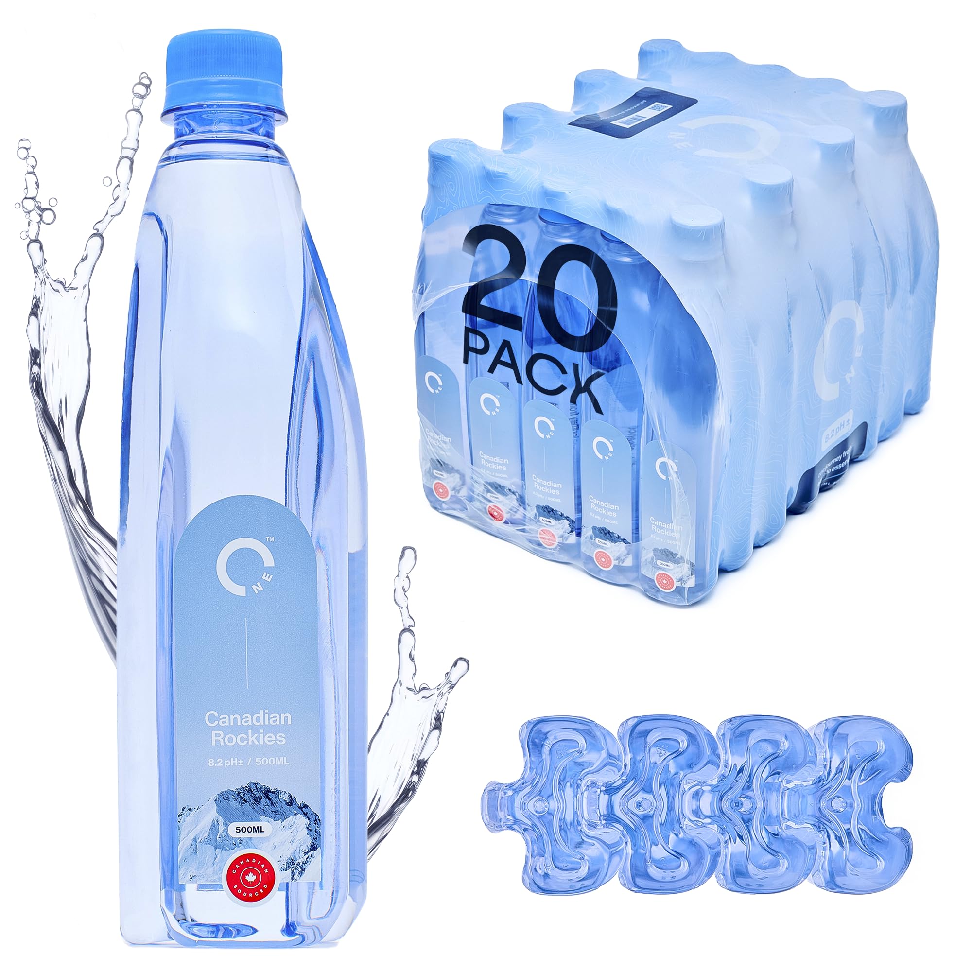 ONE Water Bottles, Interlocking Bottle Technology, Spring Drinking Water from the Canadian Rockies with Natural 8.2 pH, Crisp Clean Taste, for Home,