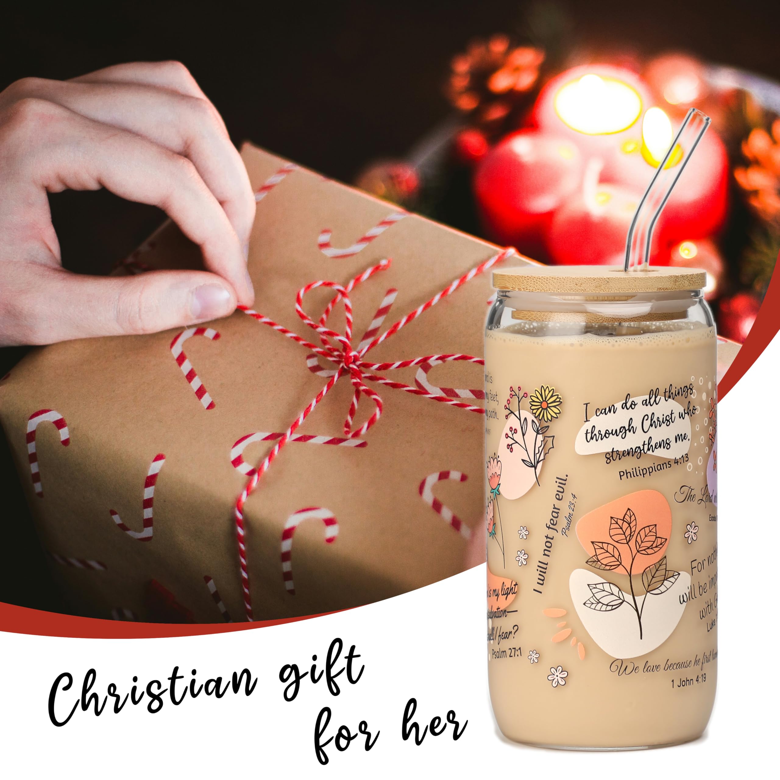 Christian Gifts For Women – Bible Verse Coffee Mug 16oz, My Daily Bible Affirmations Tumbler, Religious Gift & Bible Accessories for Sister, Wife and Friends, Iced Coffee Cups with Lid & Straw