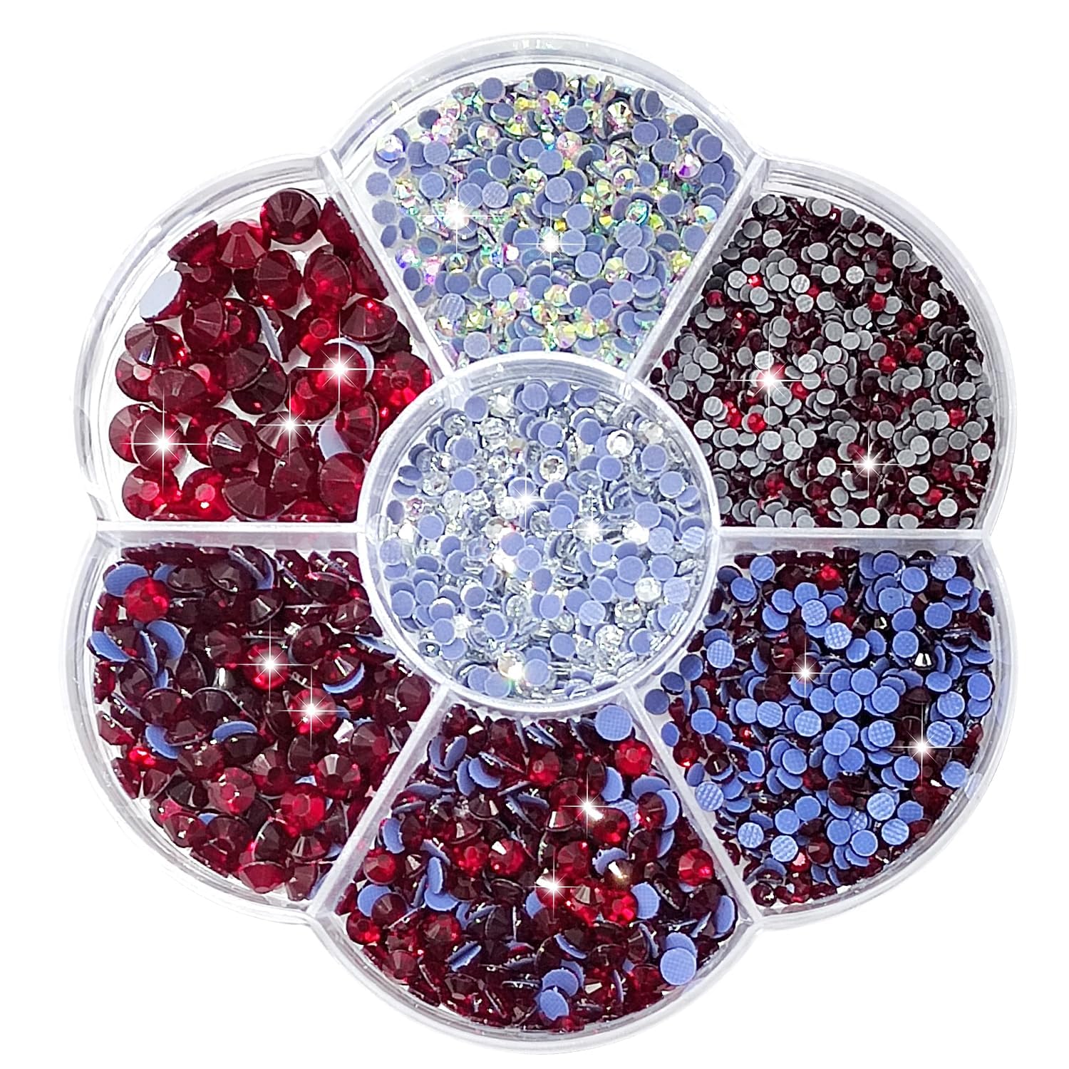 Liliume 5000pcs Hotfix Strasssteine Dunkelrot Strasssteine 21 Farben 5 Größen SS6-SS30 Strass für DIY Handwerk（Dunkelrot）