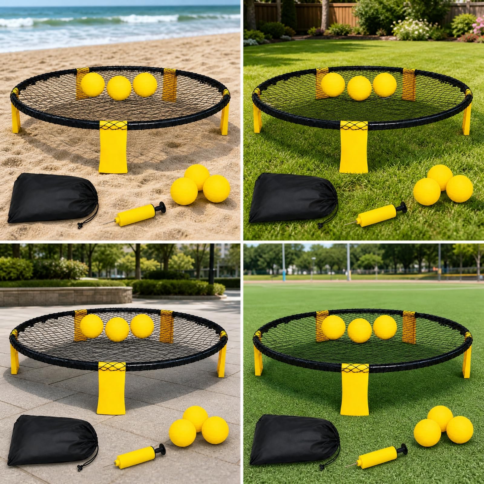 Harilla Gioco di Rinculo con Re Circolare Pieghevole Gioco con Palline Gonfiabili Re Durevole per Giardino,