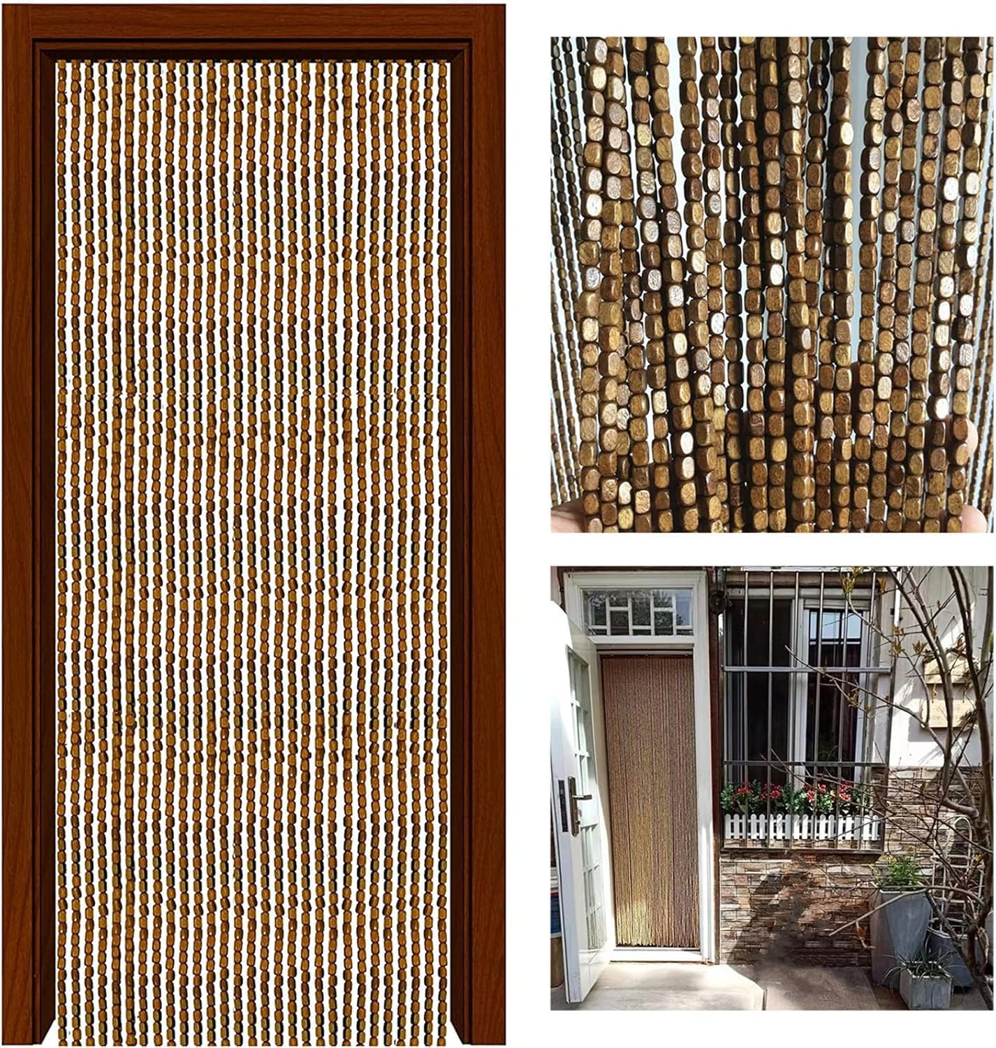 Rideaux de Perles de Bambou et Bois pour Séparation de Pièce Panneau Perso