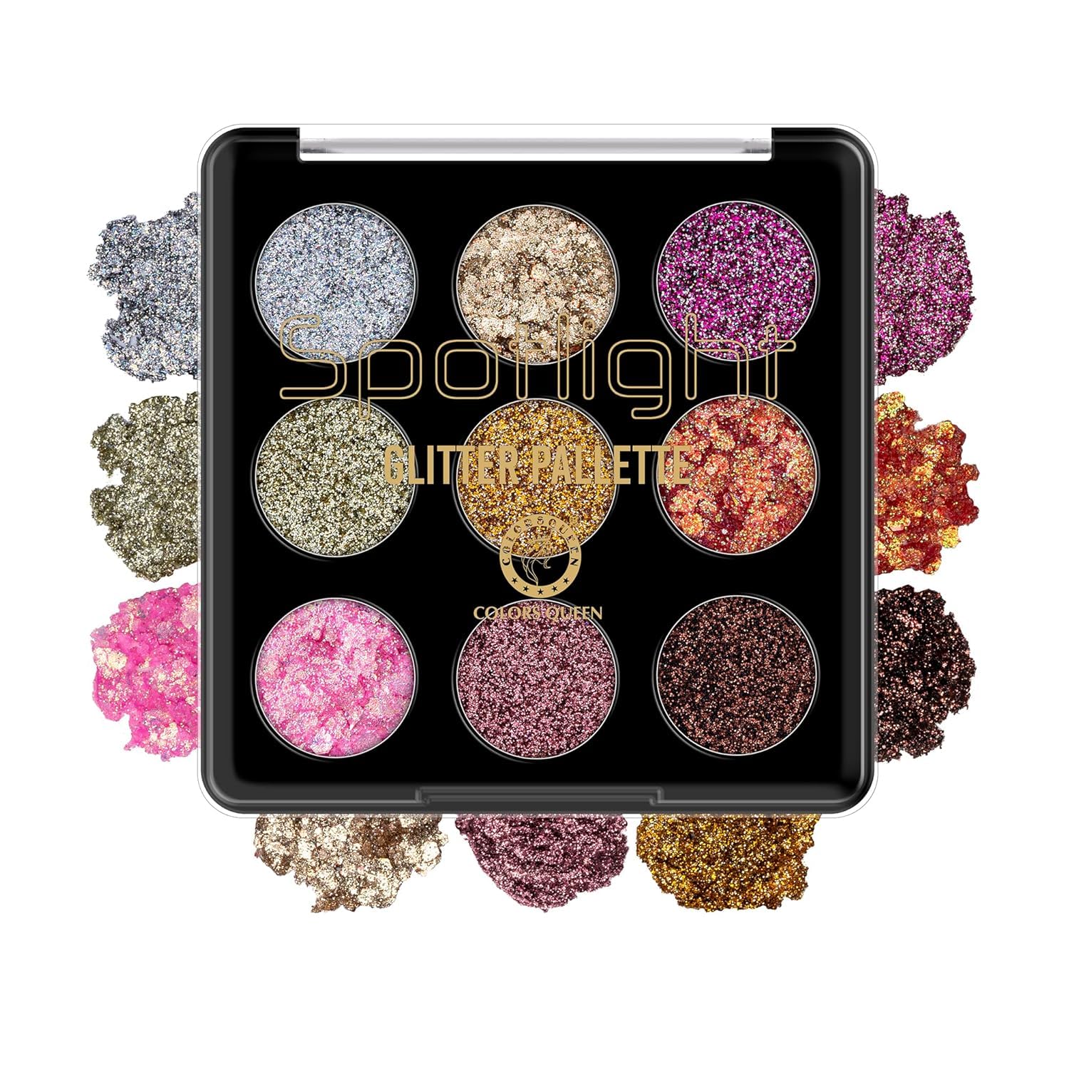 PREMIUM Glitter Eyeshadow Palette, 9 Glitter Eyeshades| Shimmery Finish, Blendable Eyeshadow, Finely Pressed & Pigmented Glitter Shades, Purple SH-7711-picture-17