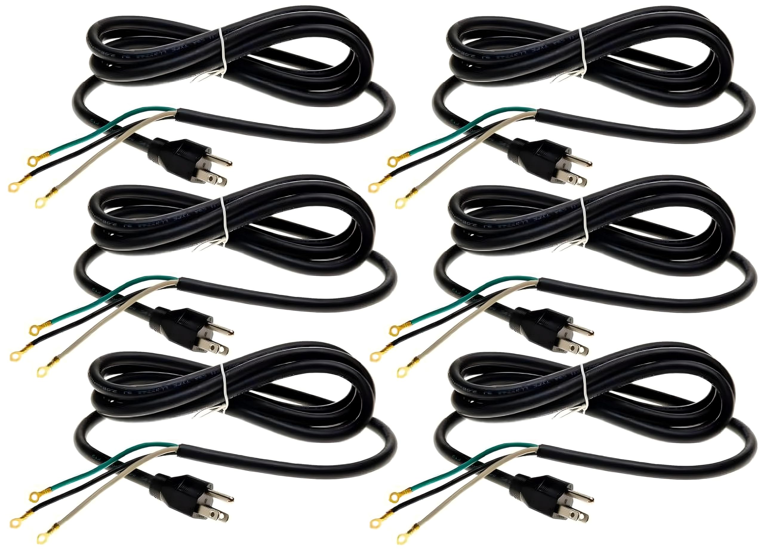 OCS Parts 14-Gauge 3-Wire Power Cords | 6-Pack | 6 Feet | Skill HD77 - Bosch 1677M Replacement Power Tool Cord with Open End