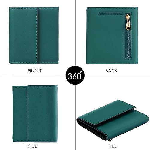 Miniatura 8 de TRAVELAMBO RFID Blocking Small Mini Compact Wallet Coin Pouch Holder Trifold Credit Card Holder Pocket Purse for Women