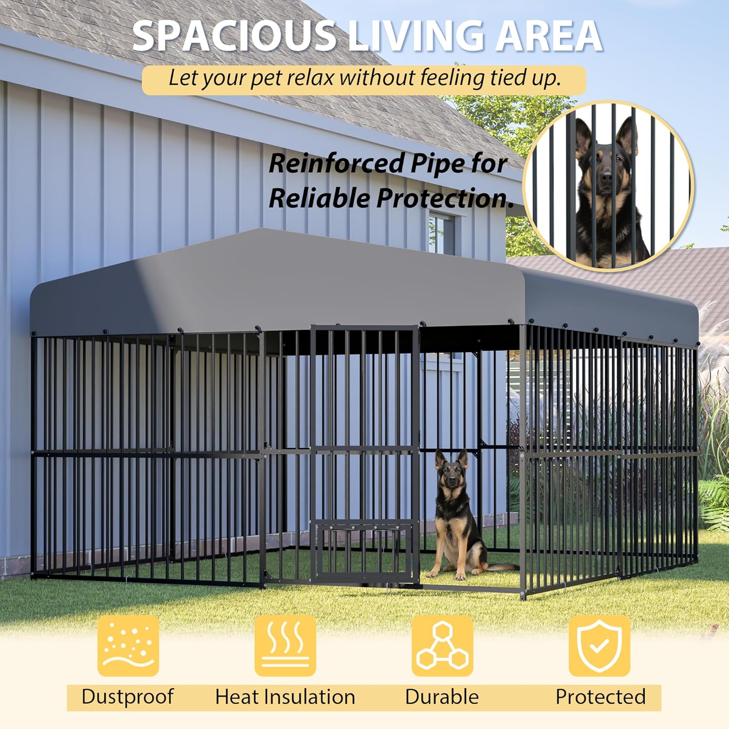 The Ultimate Outdoor Dog Kennel: Space, Security, and Shelter for Your Large Pup!
