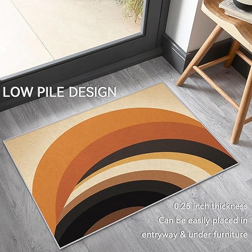 Miniatura 7 de Alfombras retro con arco para dormitorio, alfombras modernas lavables de mediados de siglo para sala de estar, 7 x 10 pies, diseño abstracto de MCM