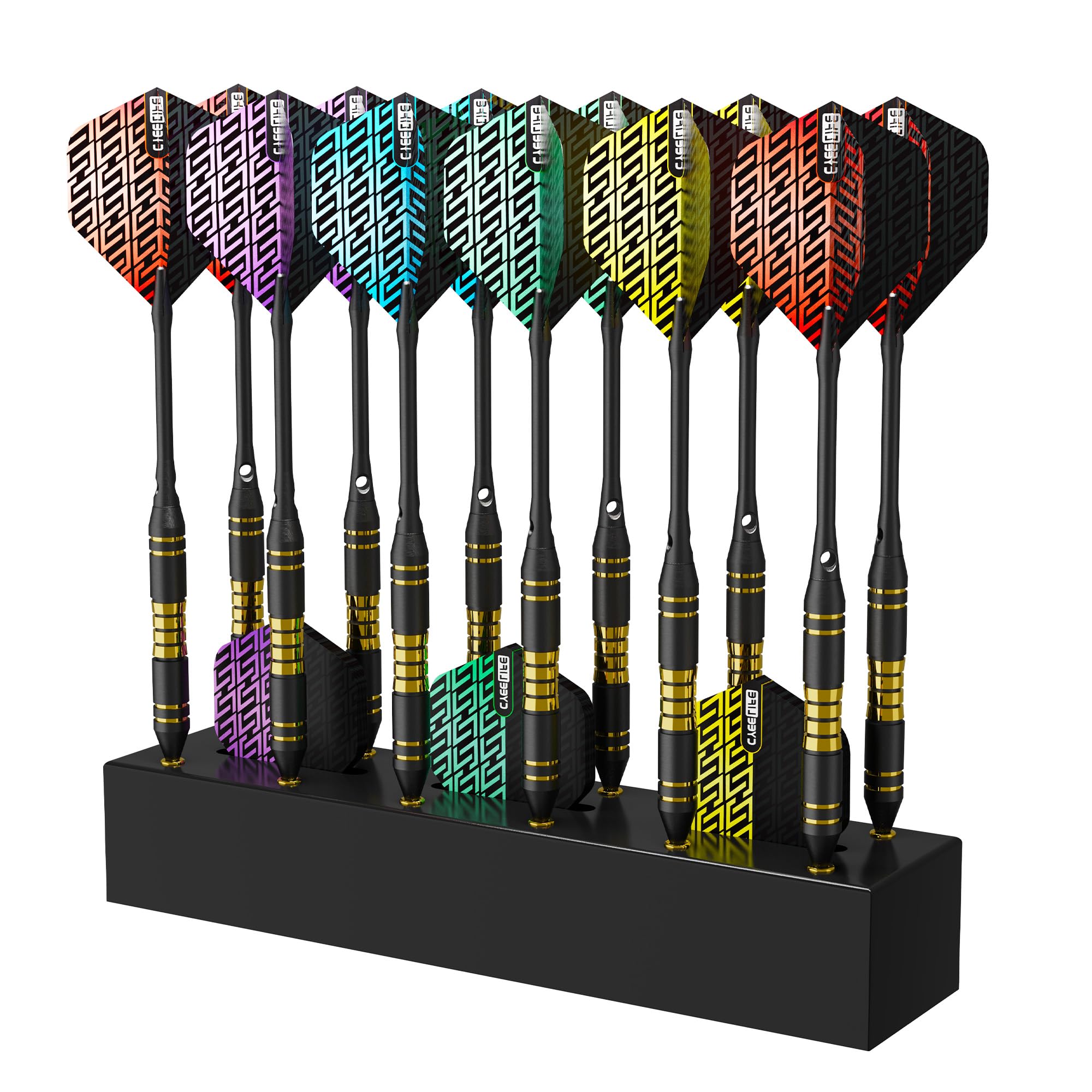 CyeeLife Darthalter,12 Aufnahmen für Darts,3 Aufnahmen für Dart Flights,DartStänder Geeignet für Steeldart & Softdarts,Dart Zubehör (Schwarz)