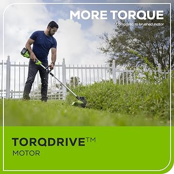Greenworks 48V (24V x 2) 15 String Trimmer, (2) 2Ah Batteries and 4A Dual Port Charger Included