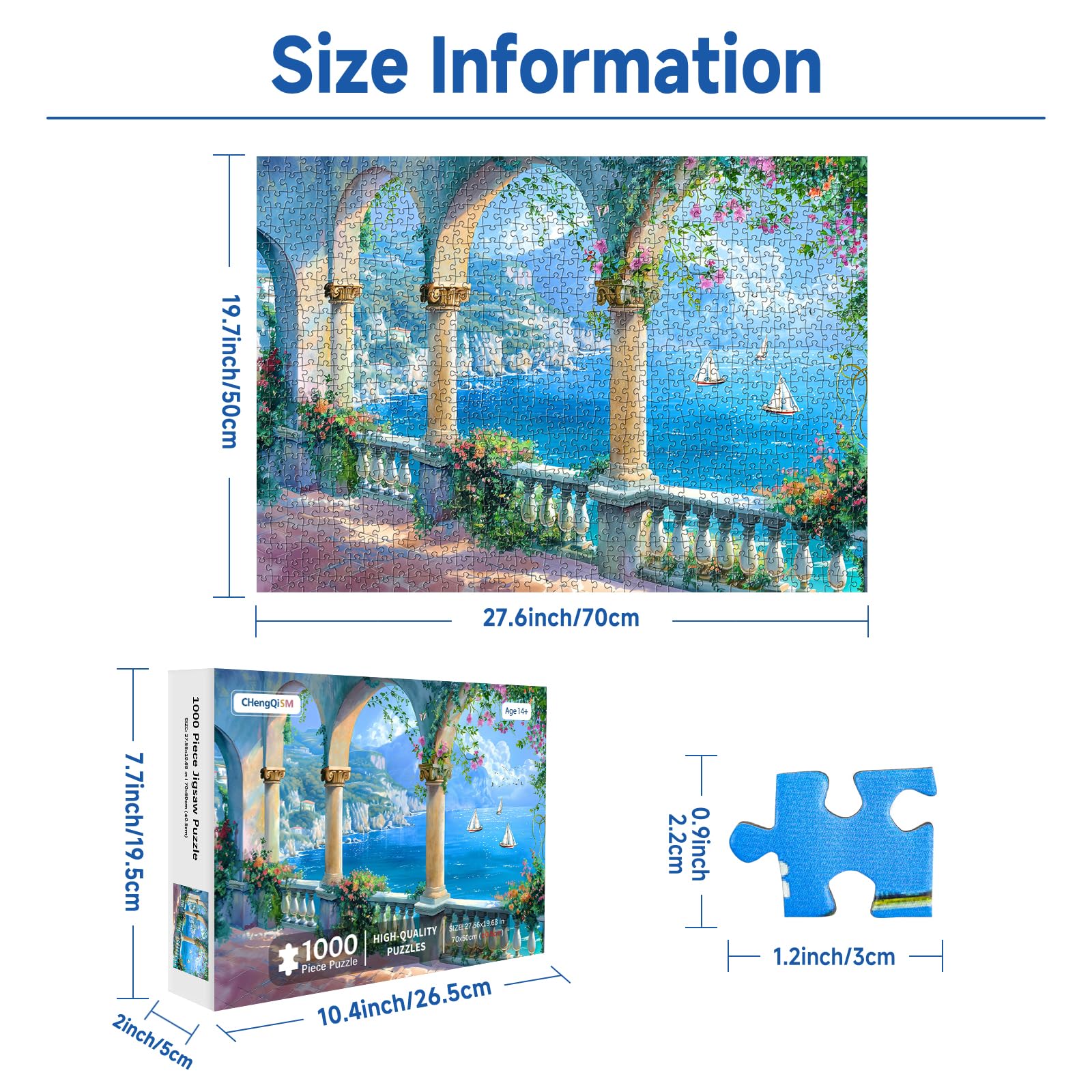 Jigsaw Puzzle 1000 Pieces-Sea View Corridor Puzzles for Adults Landscape Jigsaw Puzzles for Adults 1000 Natural Scene Puzzle for Teens Interactive Toy Brain Teaser - Image 3