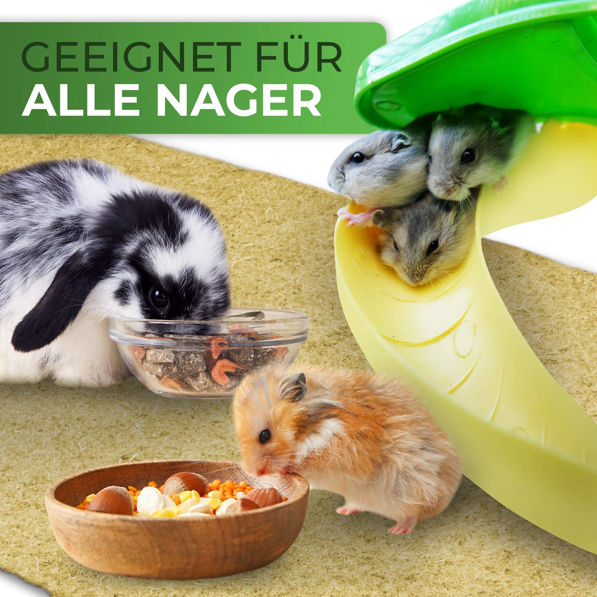 Nagerteppich aus 100% Hanf, 120 x 50cm, 5mm dick, Hanfteppich für alle Kleintiere, Hanfmatte Nagermatte Nager-Teppich Bodenabdeckung (20 Stück)
