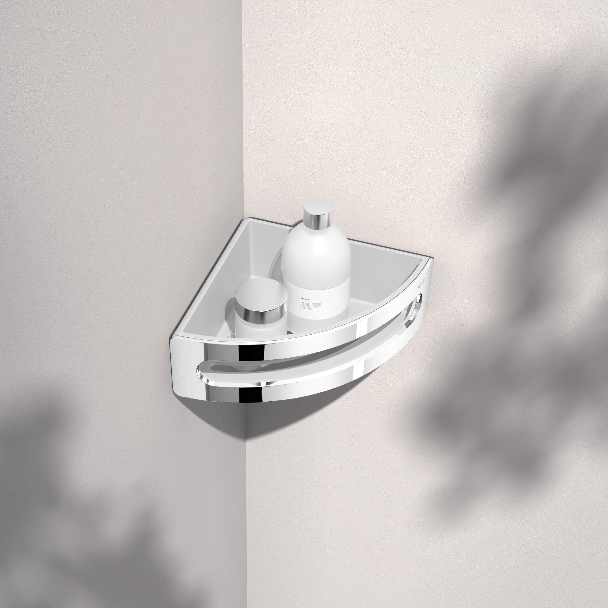 Keuco Elegance Panier de douche d’angle 18x18 cm, chromé, insert blanc