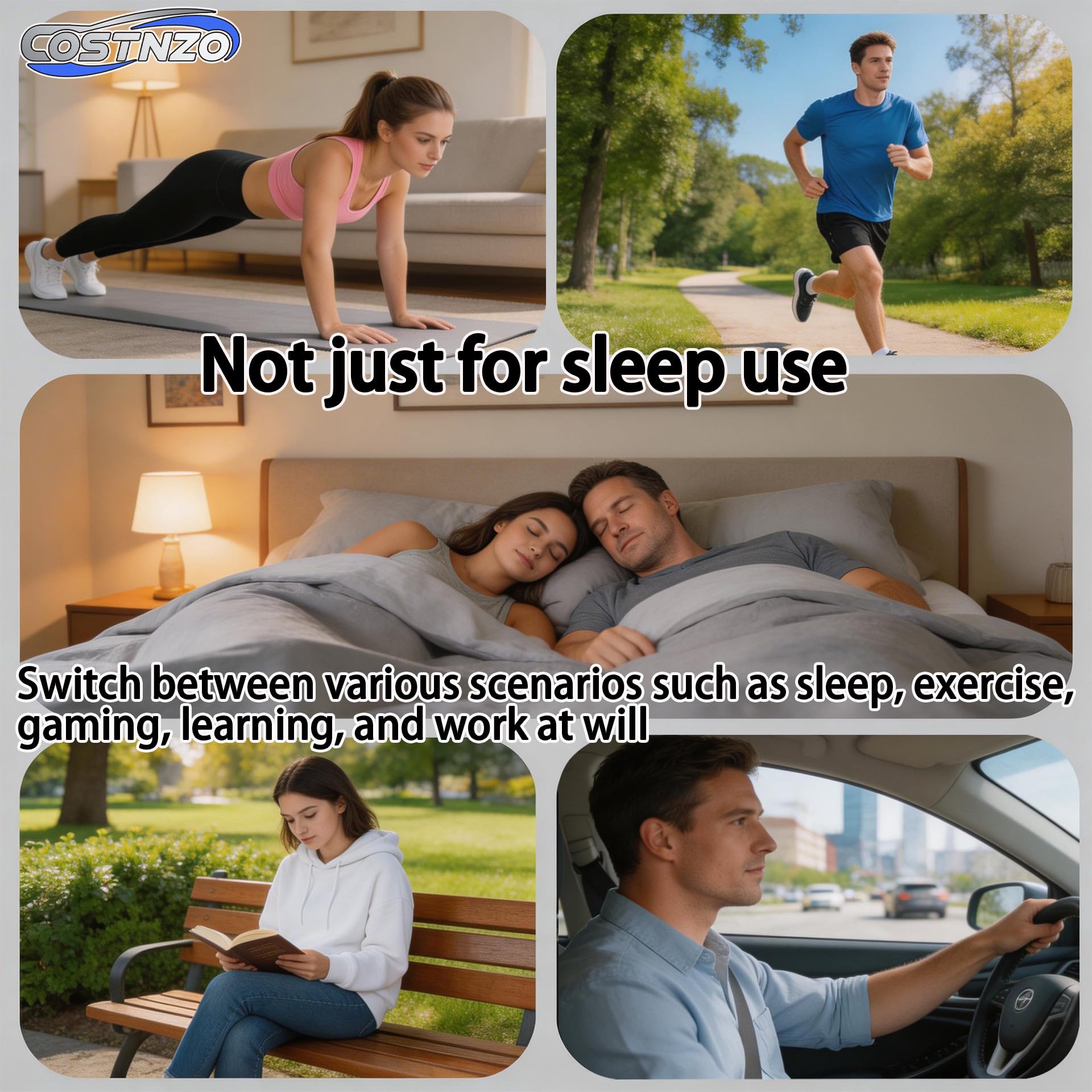 Auricolari per dormire efficienti con cancellazione del rumore (nero ossidiana) | Costruito in modalità sleep, 2 suoni naturali rumore bianco, auricolari dormienti