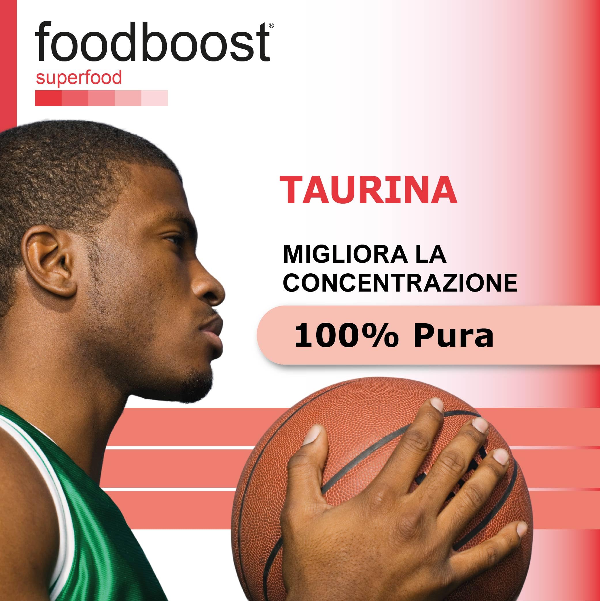 foodboost Taurina 750 mg - 180 Capsule Vegane (3 Mesi) - Integratore Energetico pre workout/post workout, Antiossidante, Supporto Benessere Cardiaco e Muscolare - Assorbimento rapido - Ø additivi