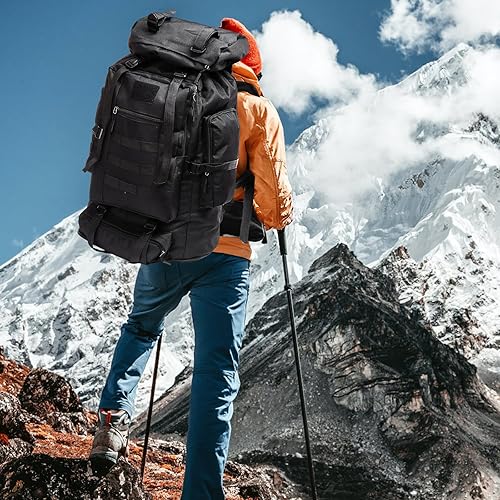 Miniatura 11 de Goaste Mochila táctica militar Molle de 100 L, mochila táctica militar impermeable, mochila de viaje grande, bolsa deportiva de supervivencia