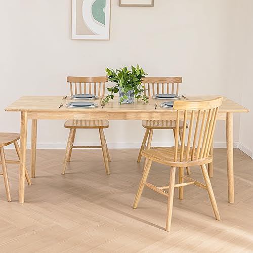 Miniatura 9 de DELAVIN Mesa de Comedor Grande de Madera Maciza de 70.8" para 6-8 Personas, Mesa de Cocina Rectangular de Roble Estilo Moderno de Mediados de Siglo,