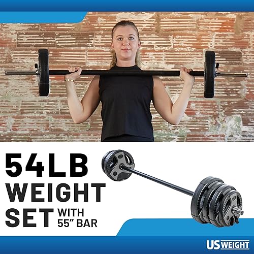 Miniatura 2 de US Weight Juego de pesas ajustables con barra de 55 pulgadas, mancuernas y mango de pesas rusas, equipo de ejercicio versátil para entrenamientos de
