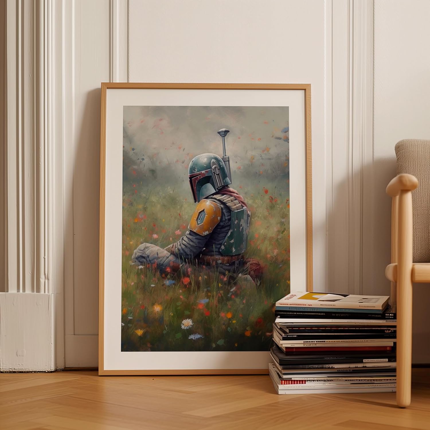 Star Wars Bathroom Décor 4 Piece Set Wall Collage - Premium Giclee Fine Art Print - Star Wars Décor Aesthetic Modern Vintage Painting Style Print Poster for Bathroom Wall Decor, Ready to Frame