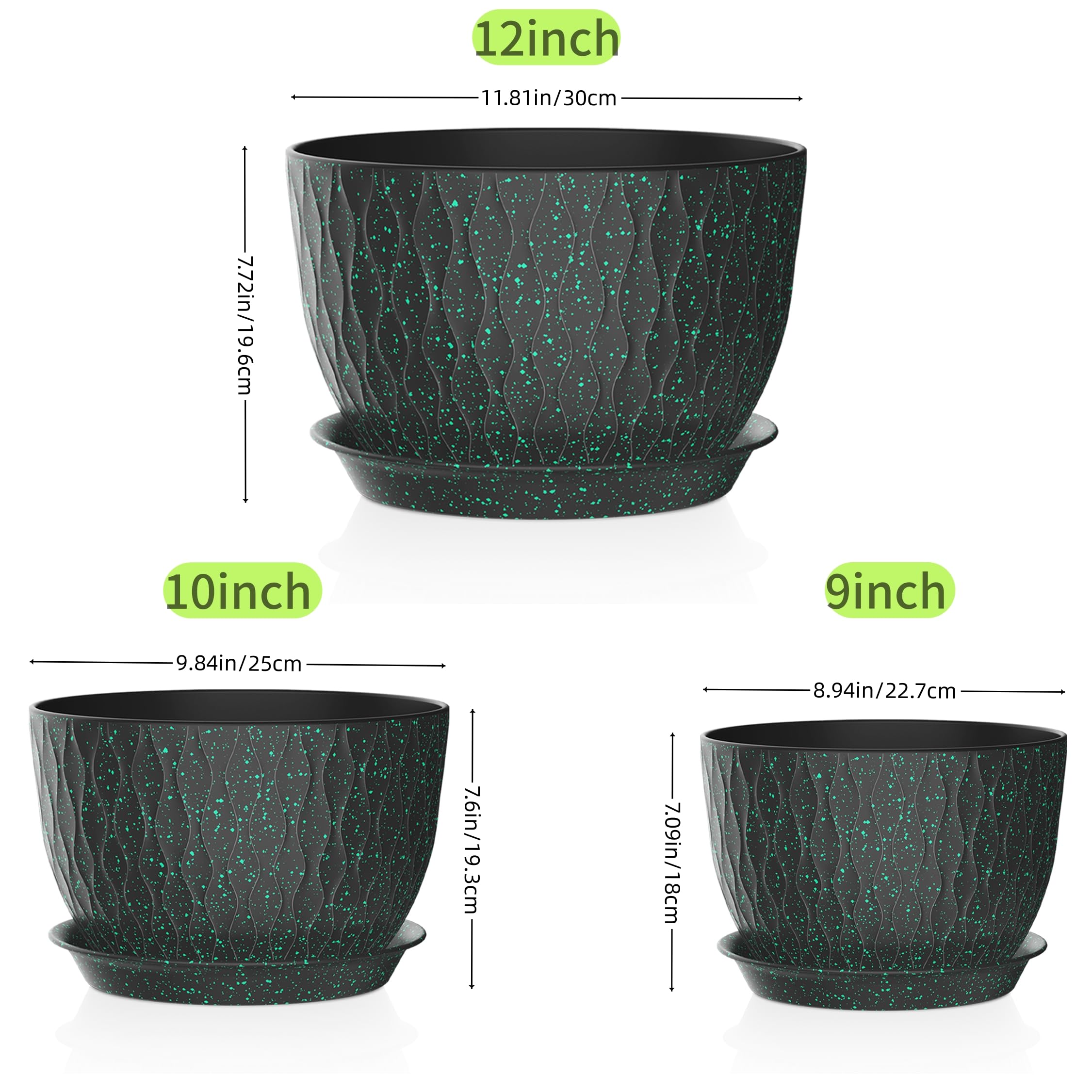Snapklik.com : SQKH 12/10/9 Inch Plant Pots, 3 Pack Large Flower Pots ...