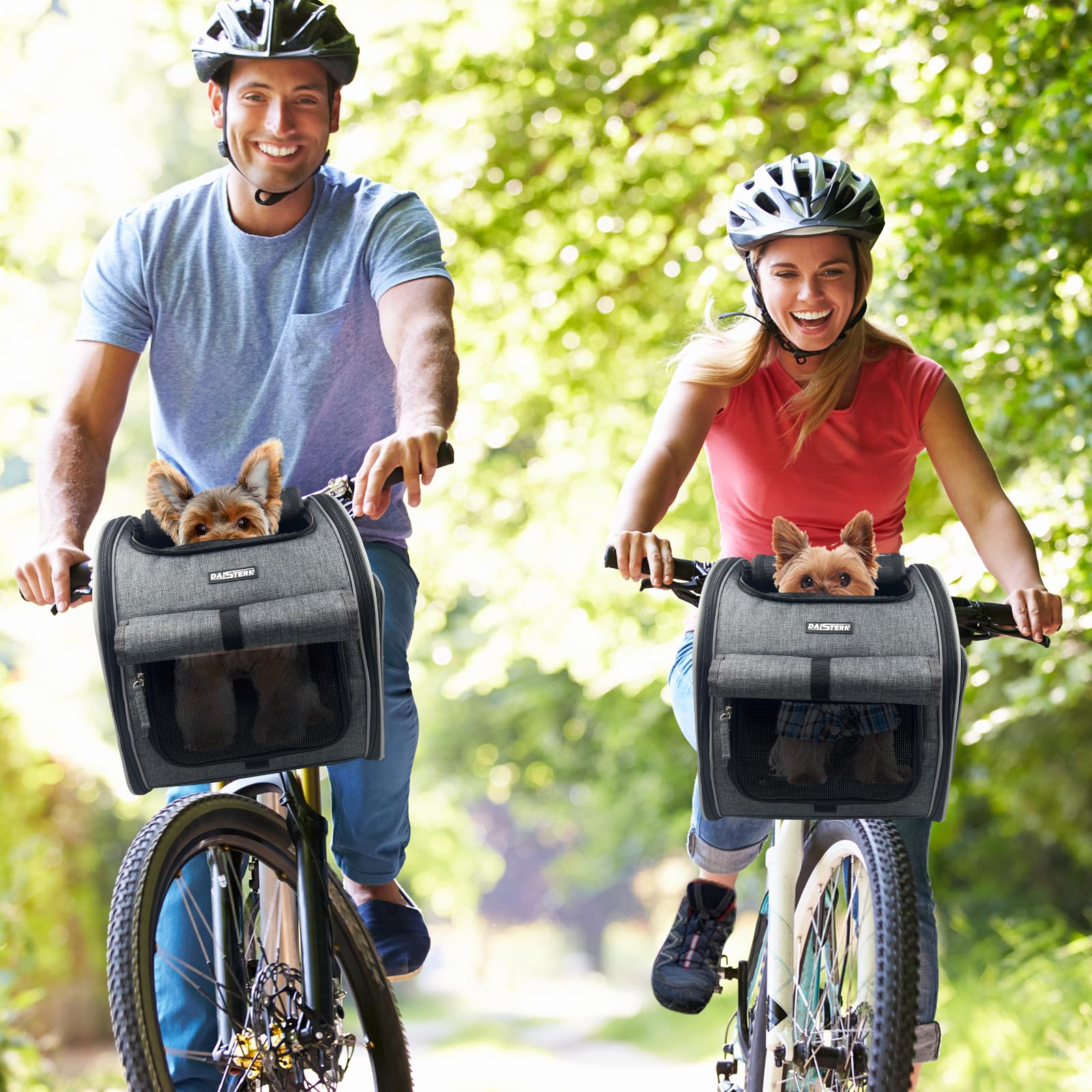 Cestino Cane Bicicletta Staccabile 6KG, Borsa Zaino para Cani Gatti con Finestra a Rete, 4 in 1 Borsa Multifunzionale Pieghevole Trasportino per Animali Domestici con Supporto Brevettato