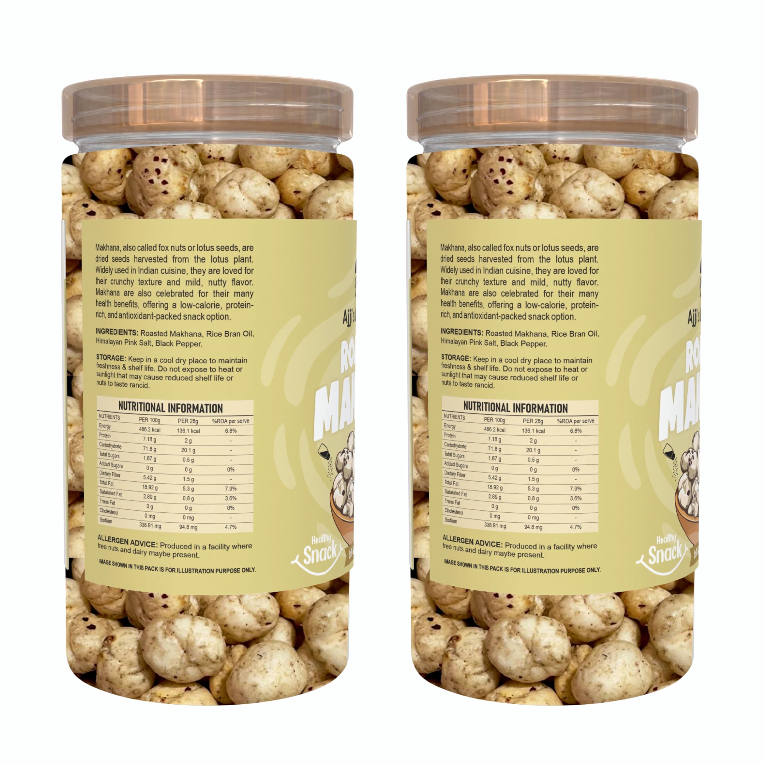 Ajji's Nut Magic Roasted Makhana Salt & Pepper Delight | Flavored Healthy & Crunchy Snacks | Puffed Kernels Fresh Fox Nuts, Ready to Eat | Roasted Flavored Makhana Mix lotus seeds | Savory Snack, Crunchy & Flavorful (Pack of 2)-140g 1