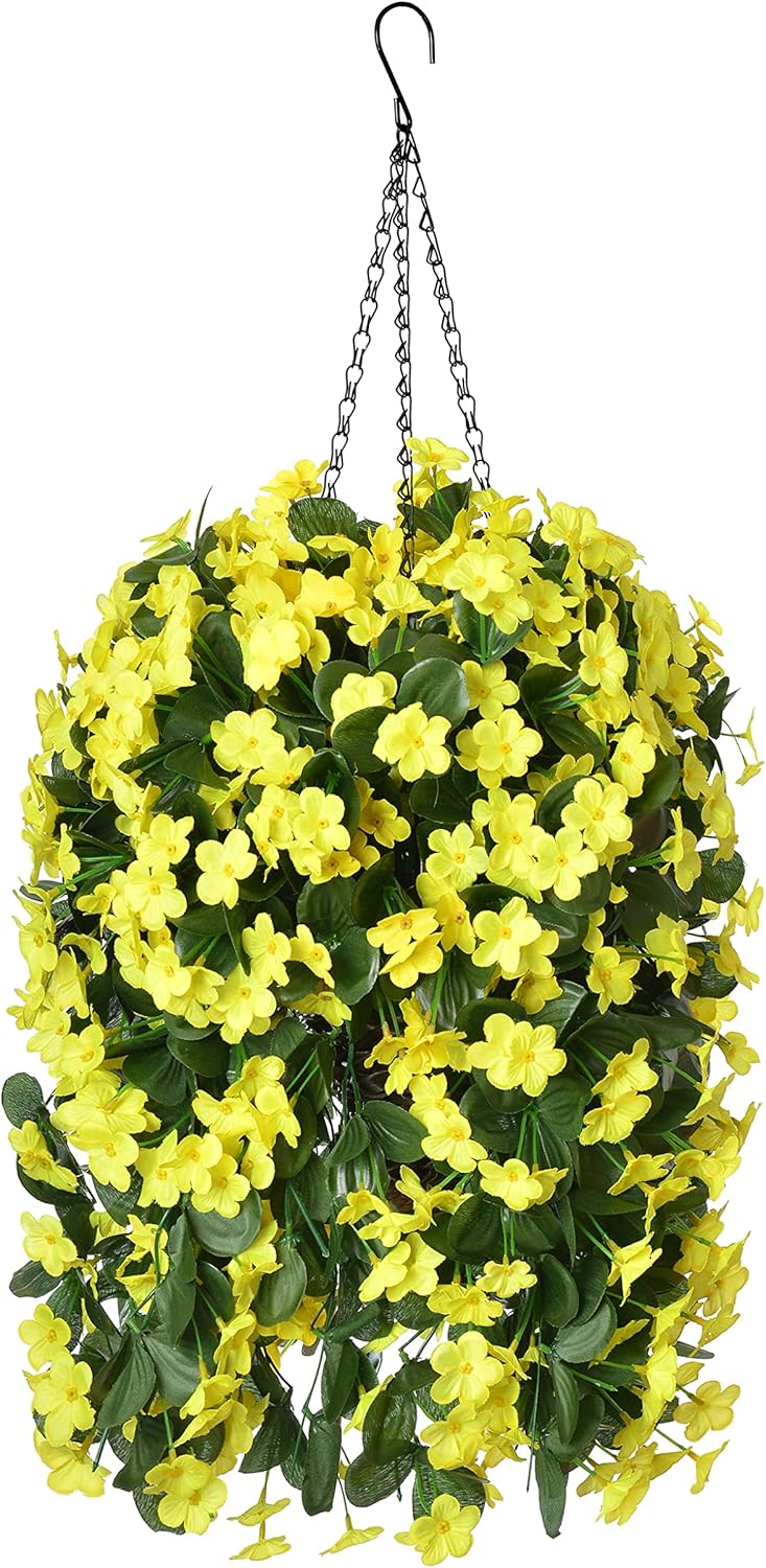 Hanging Artificial Flowers Basket, Fake Hanging Plant, Silk
