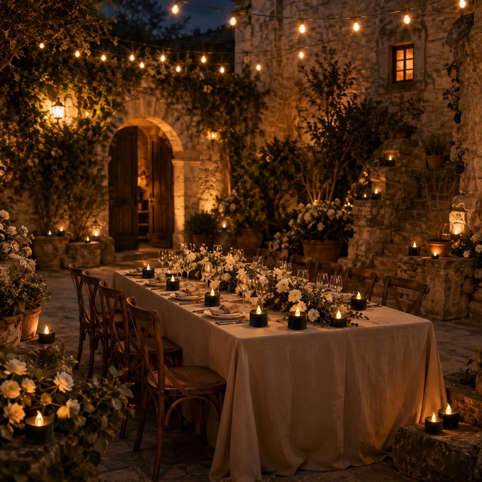 Lumini senza fiamma tremolanti, alimentati a batteria, finti lumini elettrici a LED per candele votive, centrotavola, decorazioni da tavolo, matrimoni, anniversari, Natale (nero, luce bianca