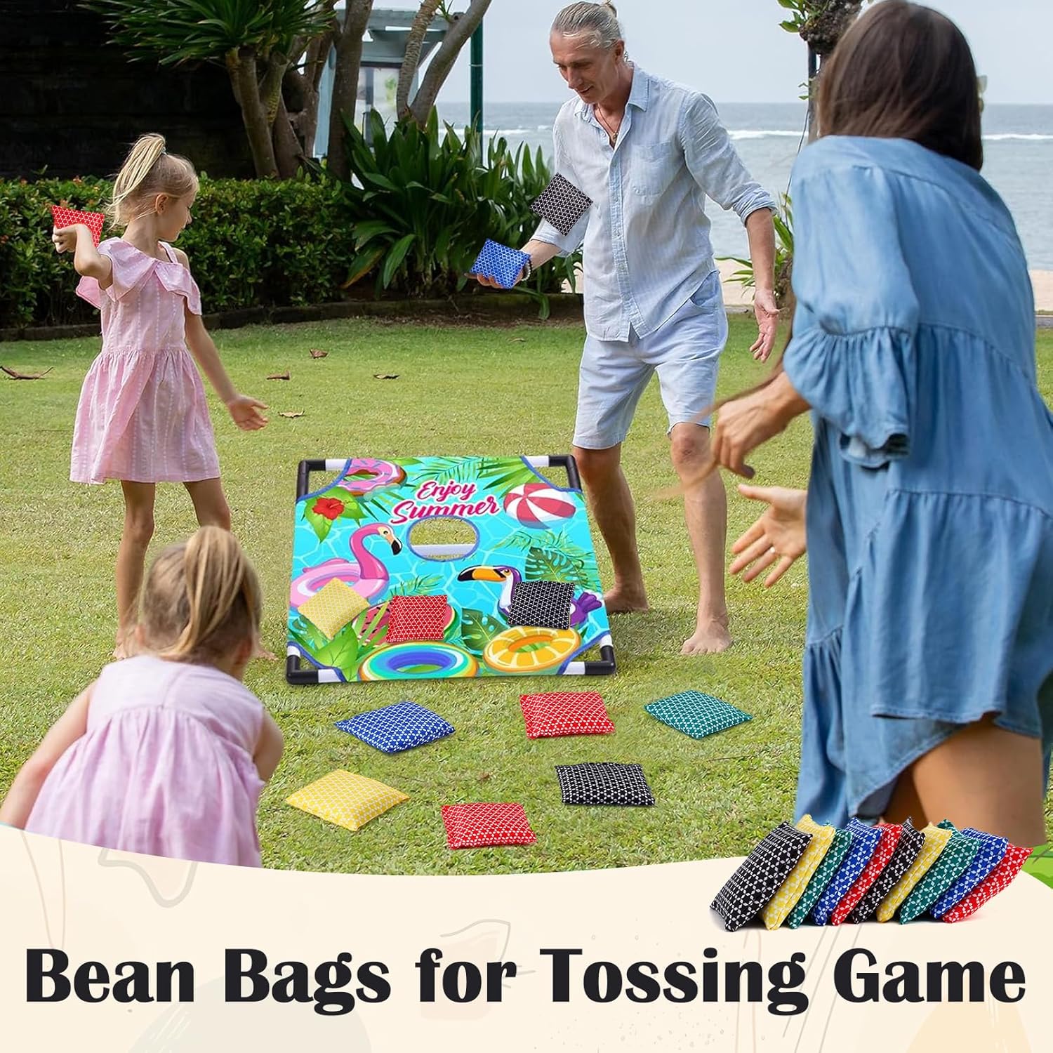 40 Pcs Mini Bean Bags for Tossing,2.75 x 2.75 Inch Small Bean Bags,Nylon Beanbags Hand Toss Games,Colorful Cornhole Bag,Carnival Family Outdoor Yard Toss Game