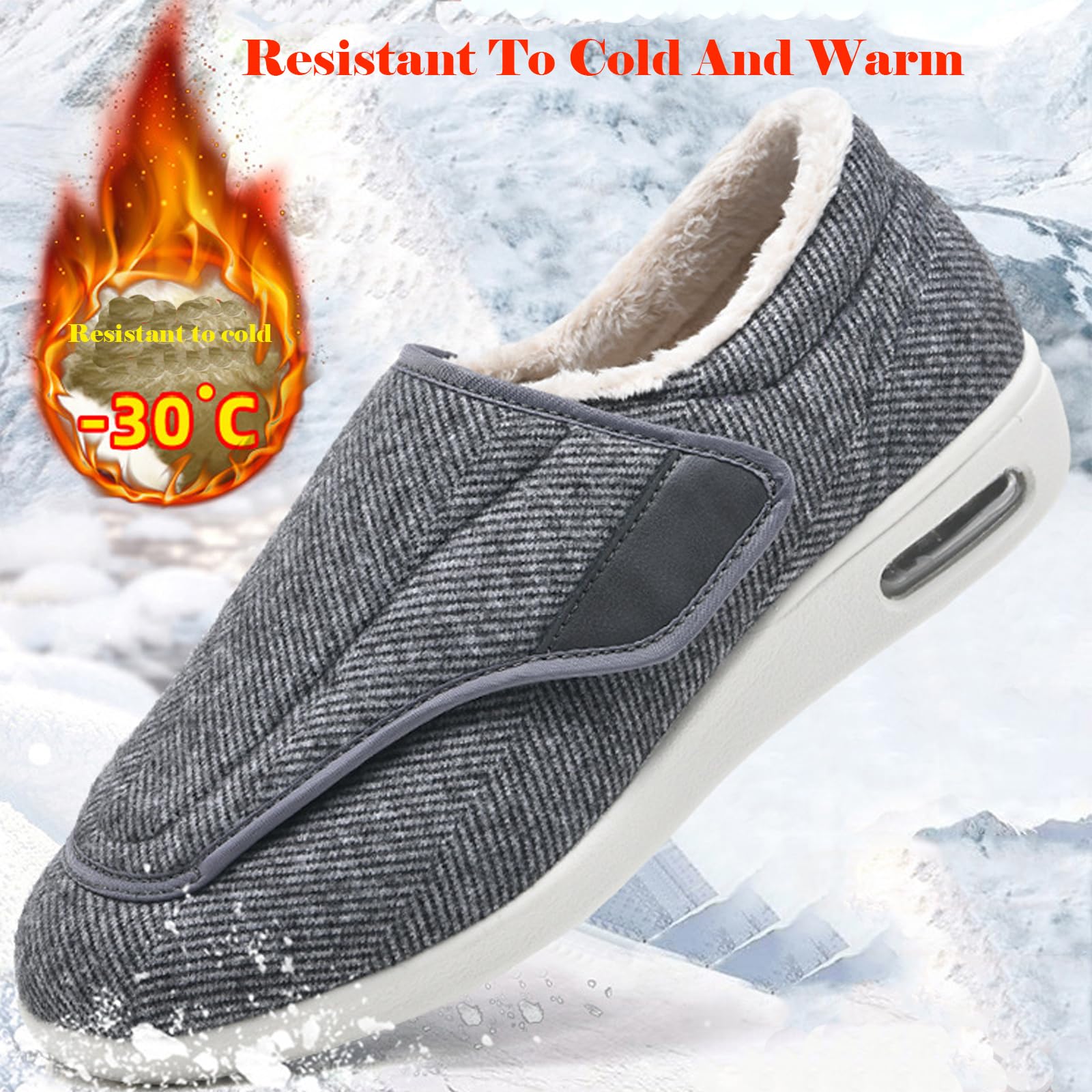 bumuam Zapatos para diabéticos para pies hinchados,Ajustable Zapatos Turgente Pies Pantufla, Anciano Cómodo Botas, Diabético Obesidad Zapatillas EU 40.5(26.5cm/10.4in)