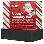Keika Charcoal Christmas Soap - Santas Naughty Bar, Lump of Coal Holiday Gift Idea Stocking Stuffer for Men Women Teens, Natural Black Soap for Eczema, Psoriasis, Oily Skin, 5 oz.