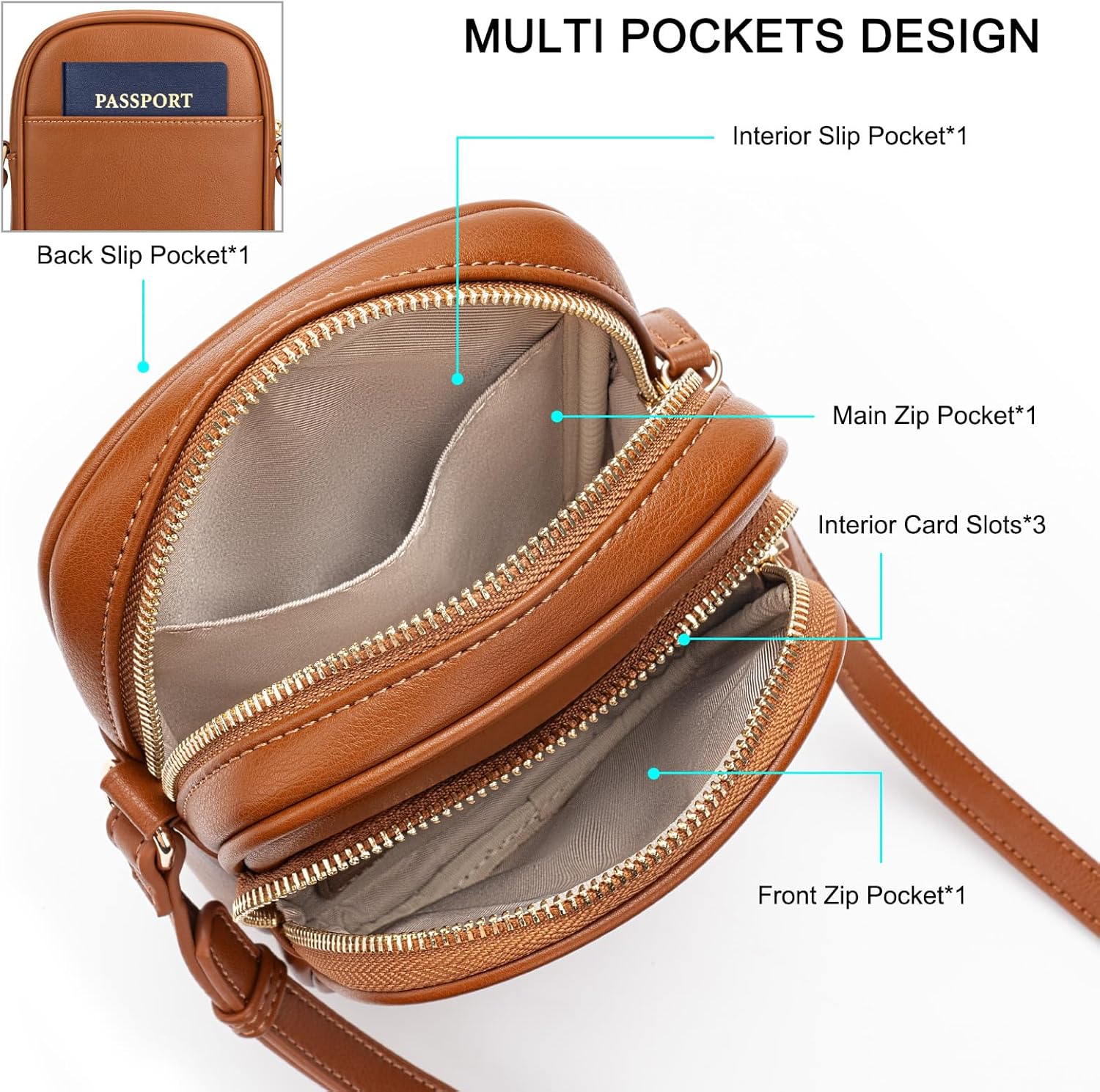 RONSIN Small Crossbody Bags for Women Cell Phone Purse PU Leather Cross Body Purse Handbags with Adjustable Strap