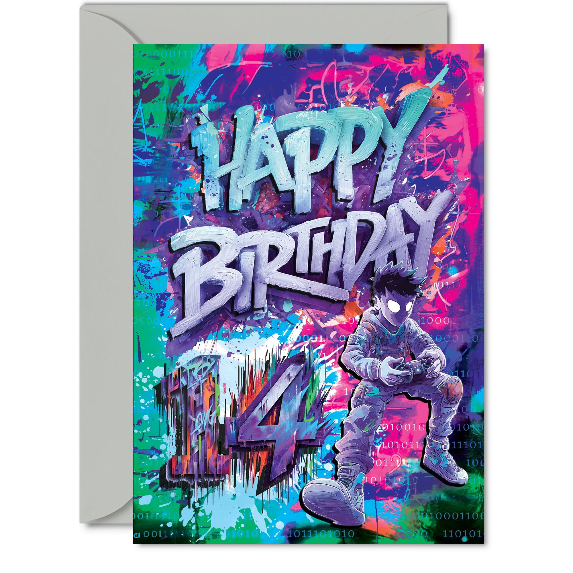14th Birthday Cards for Boys Girls - Epic Gamer - Happy Birthday Card for 14 Year Old Boy Girl Son Grandson Niece Brother, A5 Bday Greeting Cards