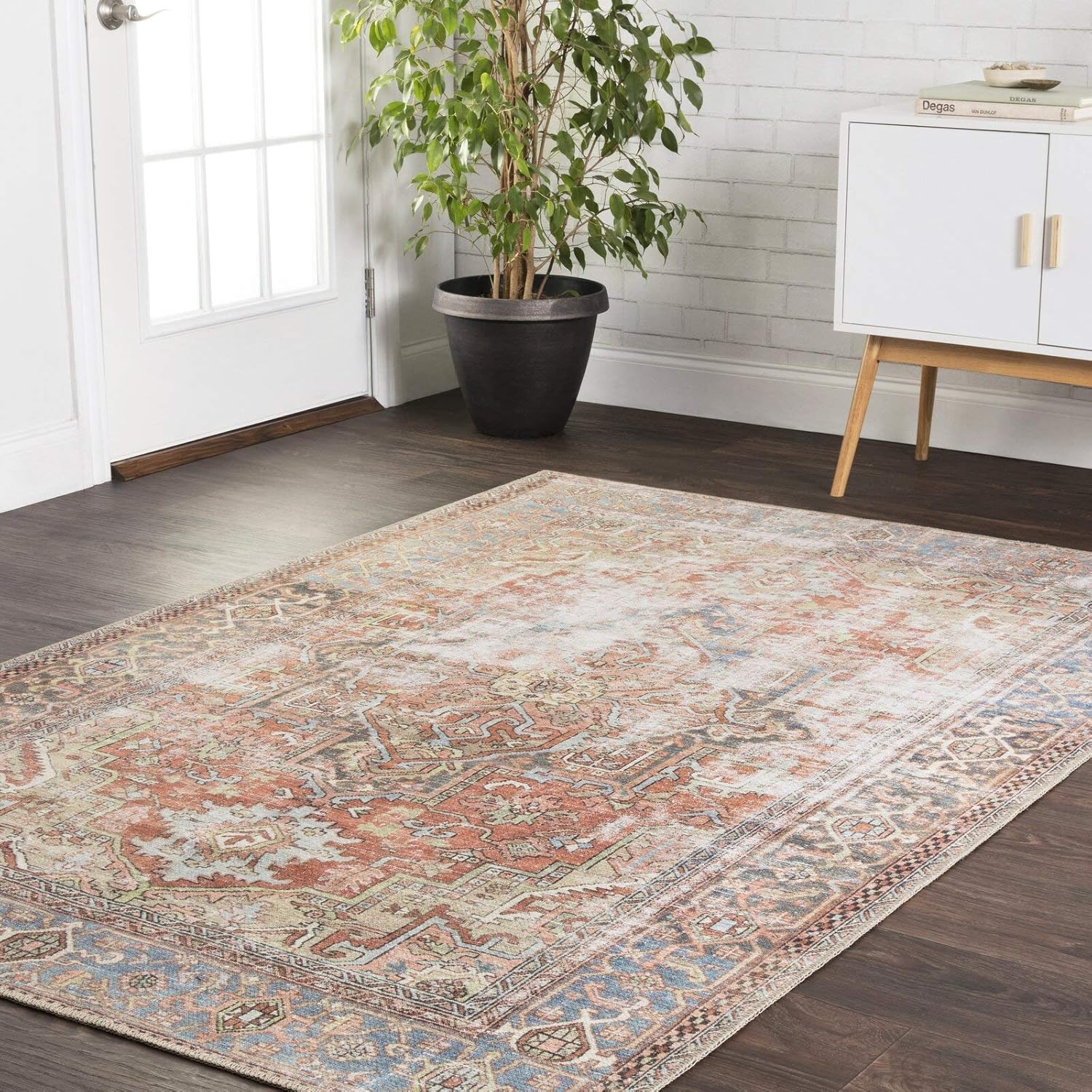 Skye Oriental Terracotta Area Rug, Construction Machine