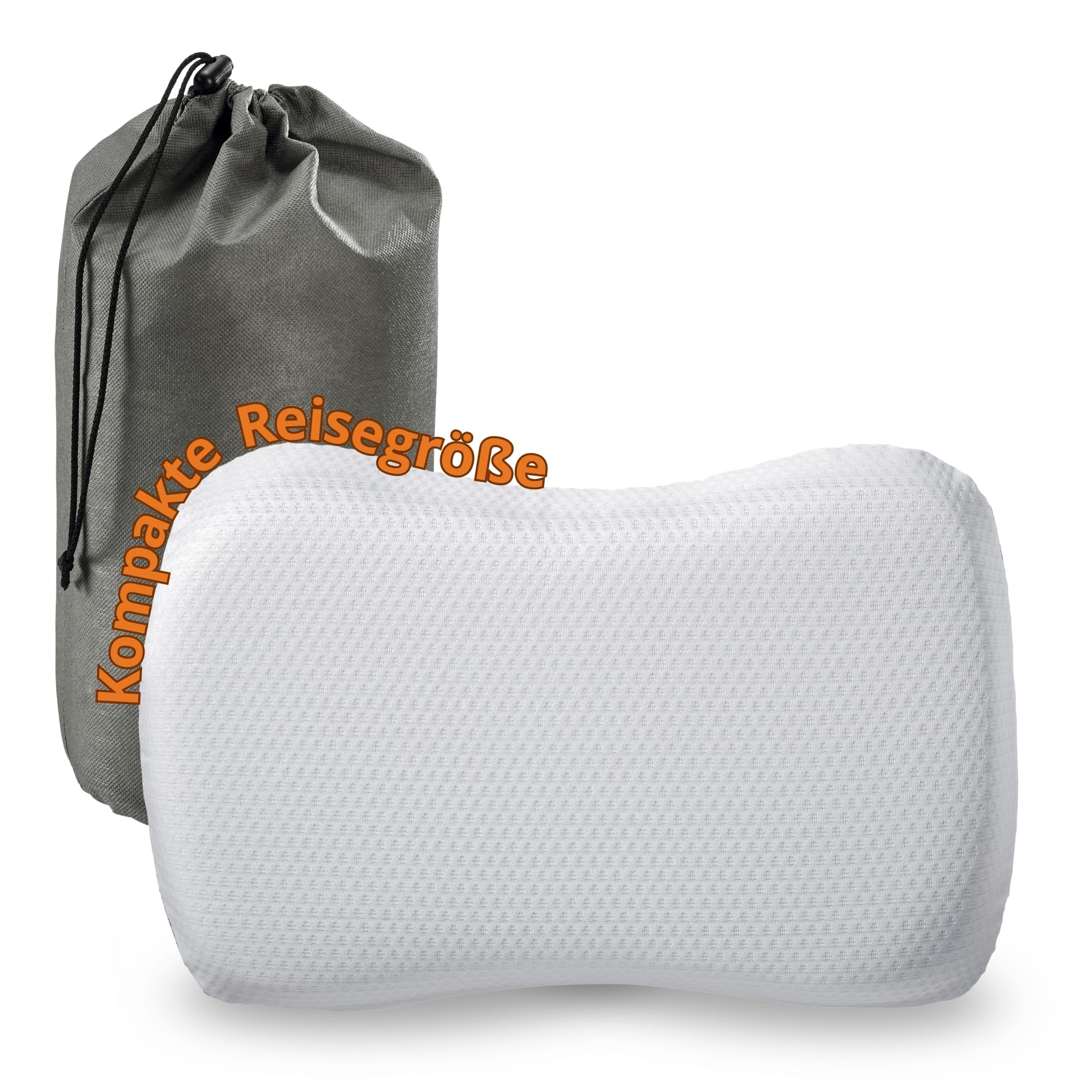 sleepling Nackenkissen 50 x 35 x 12 cm, orthopädisches Kissen, Memory Foam Visco Kopfkissen mit Travel Bag für Reisen, ergonomisches Nackenstützkissen für Allergiker, Made in EU, Waschbar, weiß