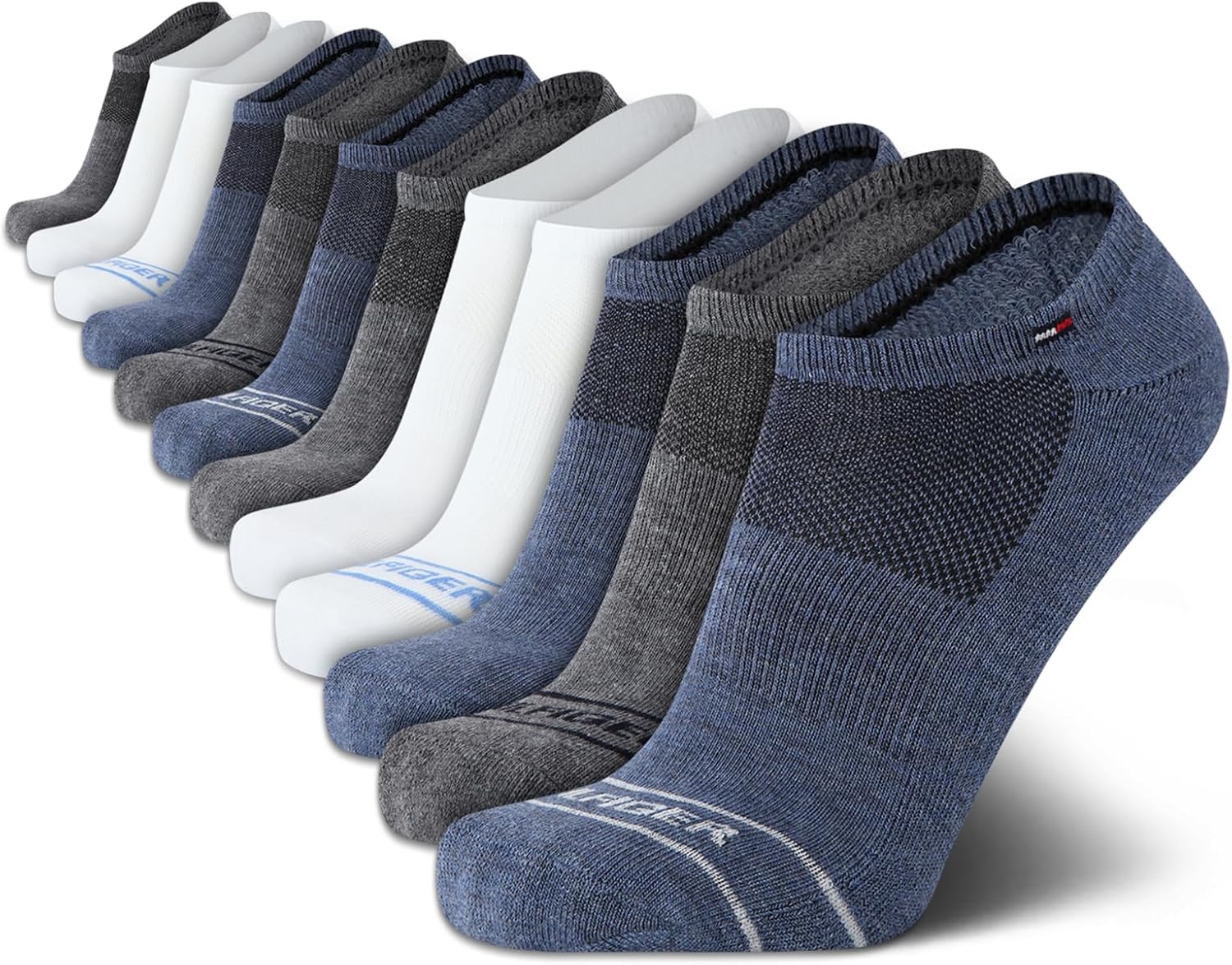 Tommy Hilfiger Mens No Show Socks - 12 Pack Performance Stretch Athletic Invisible Tab Liner Low Cut Socks for Men