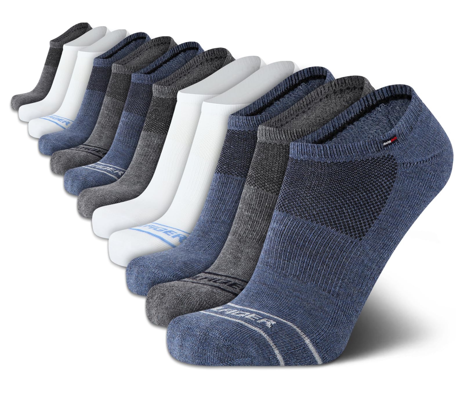 Tommy Hilfiger Mens No Show Socks - 12 Pack Performance Stretch Athletic Invisible Tab Liner Low Cut Socks