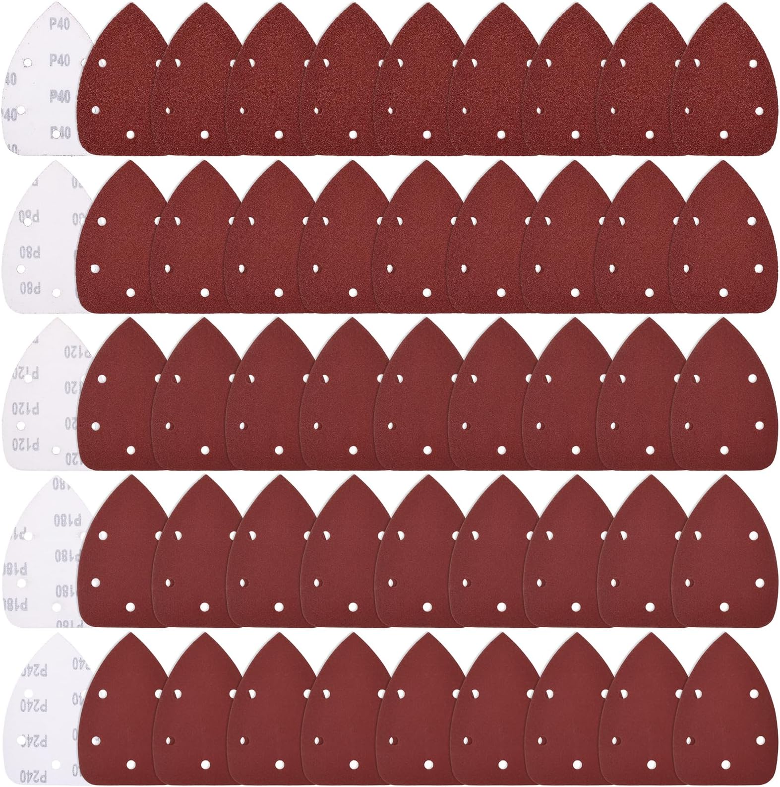 Coceca Mouse Detail Sander Sandpaper Sanding Paper Assorted Sanding Pads 40 80 120 180 240 Grits (50pcs Mouse Sandpaper)