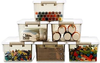 Citylife6 Pack Small Storage Box with Lids Stackable Plastic Storage Box with Clear Storage Boxes with Handles for Kitchen Closet,1.25L,Grey