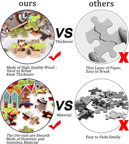 Miniatura 3 de LELEMON Rompecabezas para niños de 4 a 8 años, rompecabezas en una caja de metal para niños y niñas, 100 piezas, camión de bomberos, ambulancia,