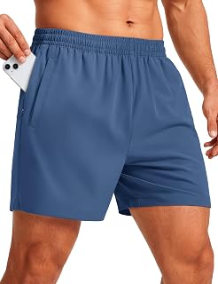 Men's Athletic Shorts 5" Quick Dry Lightweight Linerless Gym Workout Hiking Shorts with Zipper Pocket