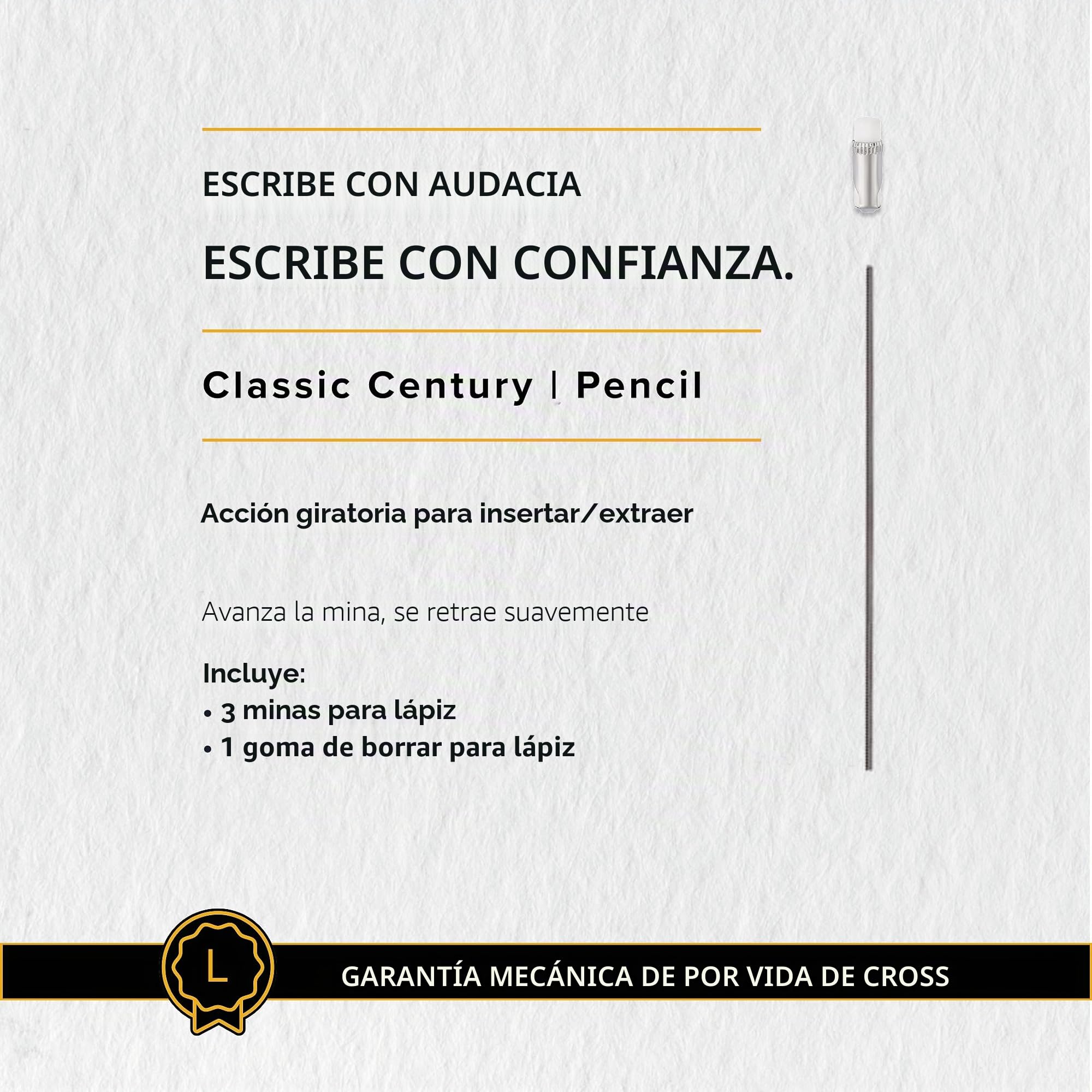 Cross Classic Century - Portaminas, 0.7 mm, color laca negra