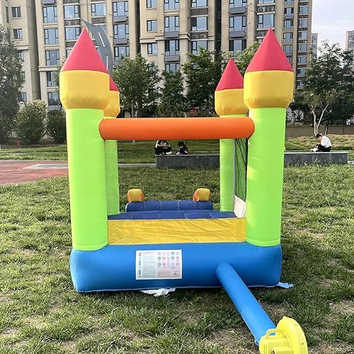 Miniatura 2 de Mini casa inflable de PVC blanco con tobogán de 6 x 6 pies para niños soplador de aire UL gris de 440 W bolsa de transporte para regalo de fiesta de