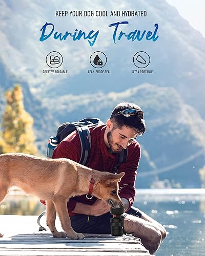 Miniatura 5 de lesotc - Botella de agua para perros, dispensador portátil, botella de viaje a prueba de fugas para mascotas con recipiente para caminar al aire