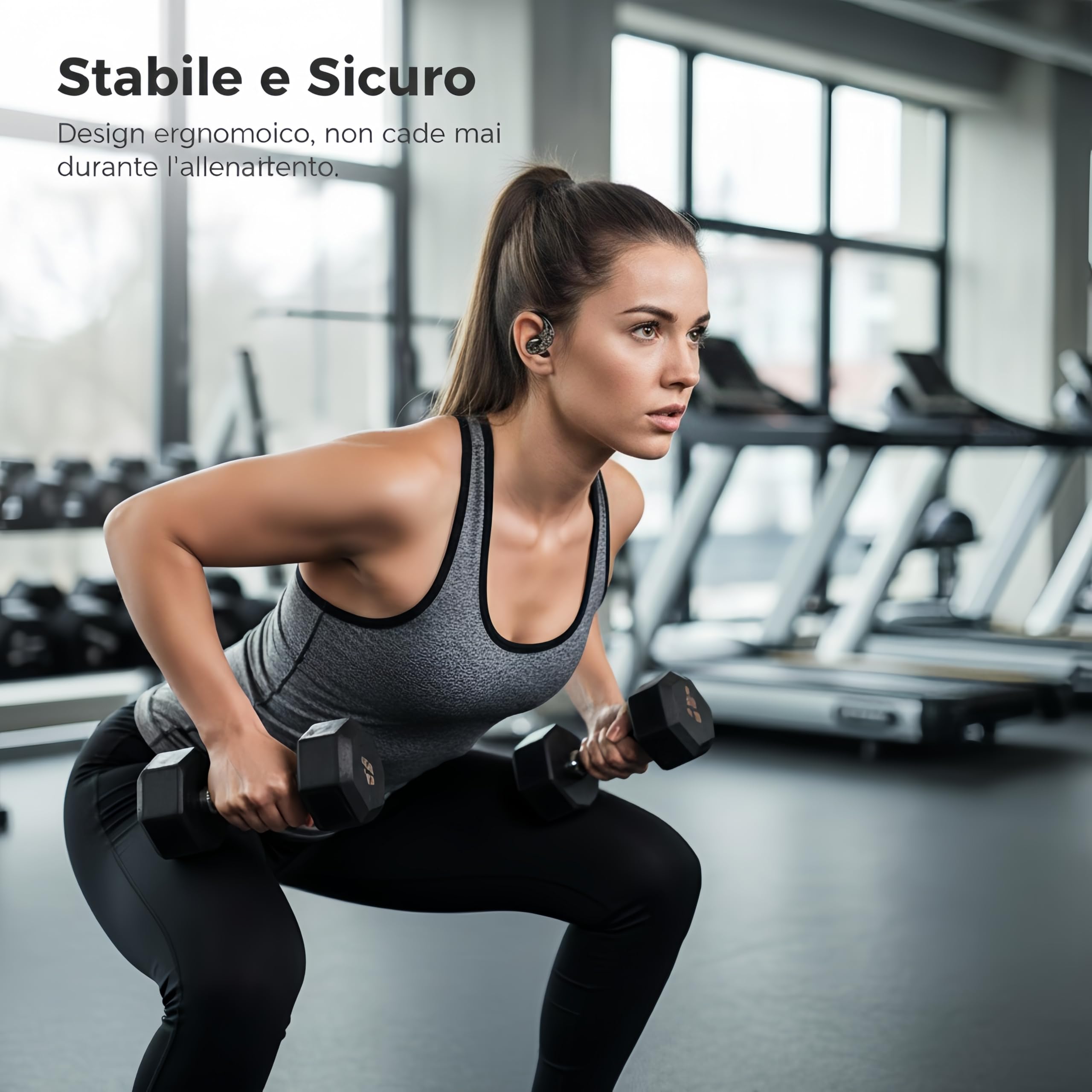 Cuffie Bluetooth Open Ear Con Motivo Nero Elegante,Auricolari Bluetooth Sport,36 Ore di Autonomia,Bluetooth 6.0,Leggere e Comode, per Sport ,Ufficio, Casa e Tempo Libero