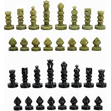 StonKraft - Natural Stone Chess Pieces Chessmen Chess Coins 3" King | Chess Accessories | Board Games White and Brown