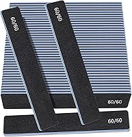 Vista 1 de Black Rectangle 60/60 Grit Nail Files, 50 Pcs Professional Double Sided Emery Board, Reusable Washable Coarse Tool for Acrylic & Gel Nails, Home