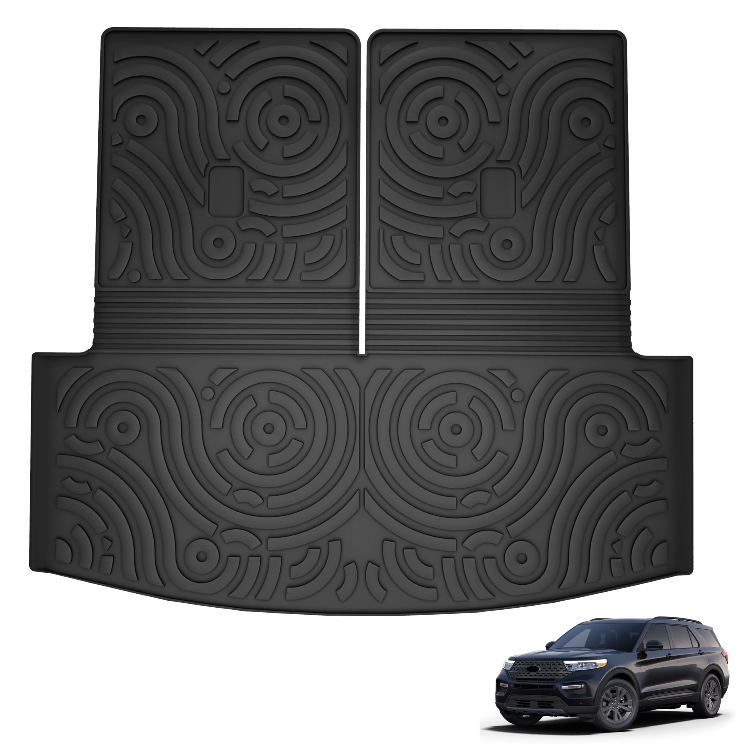 KARPAL Cargo Mat Fit for 2020-2025 Ford Explorer 6&7 Passenger Cargo Liner Trunk Mat Back Seat Cover Protector Upgrade 2024 Explorer Accessories (Trunk Mat with Backrest Mat)