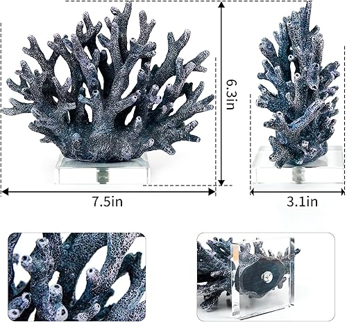Miniatura 2 de RB1001B - Decoración de playa de coral, resina artificial, decoración de estatua de arrecife de coral oceánico, playa costera, decoración náutica