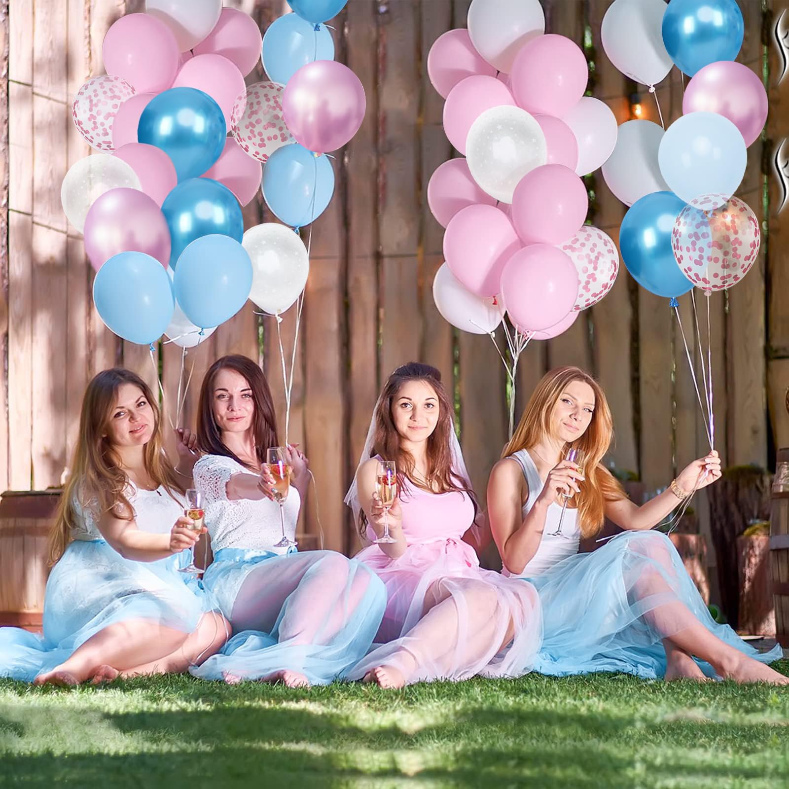 blue and pink dress for gender reveal Amazon.com: Gender Reveal Pink and Blue Balloons Set, 60 Piece 12 Inch  Macaron Confetti Star Pattern Balloons with Ribbon for Birthday Wedding  Baby Party Decorations : Home & Kitchen