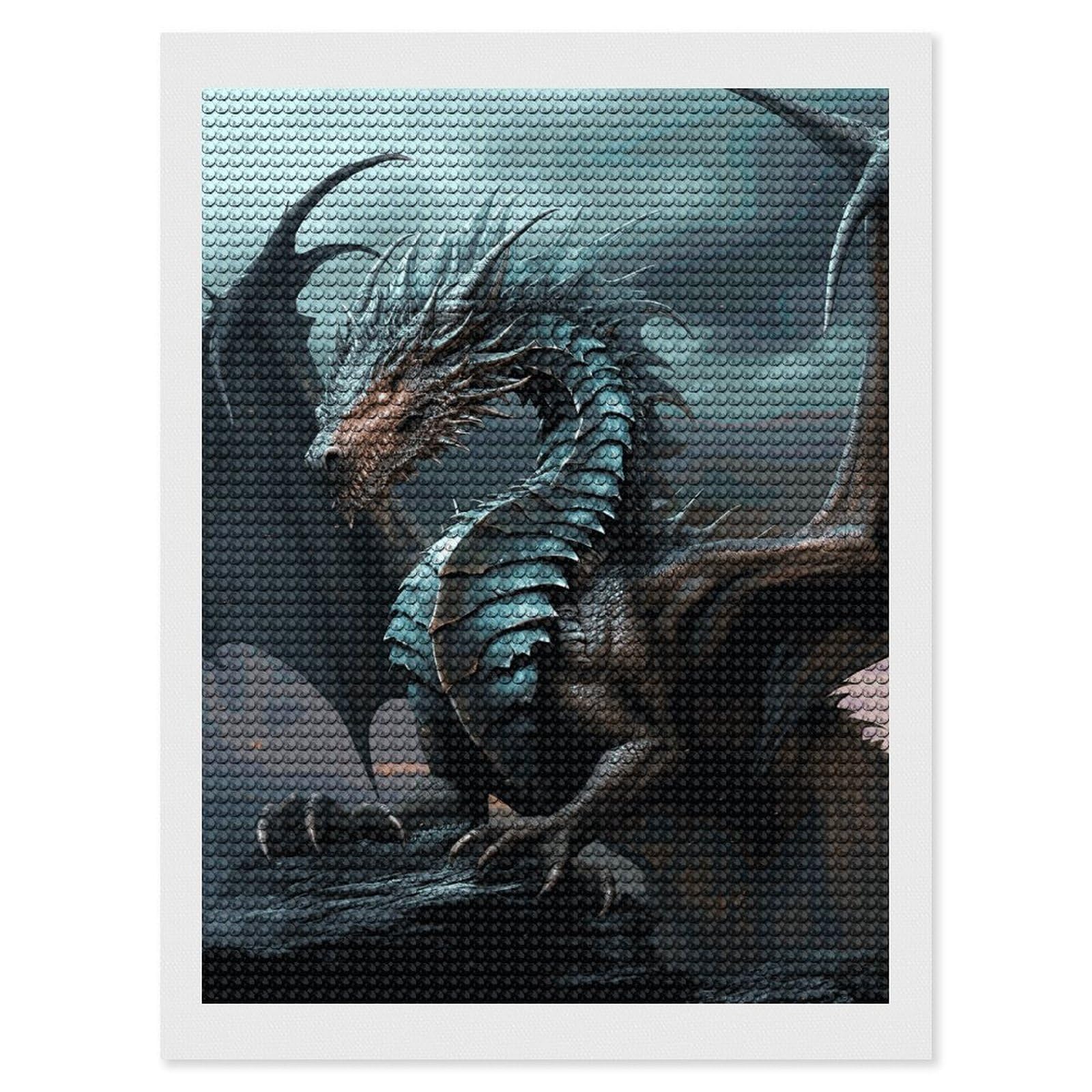 DWVTSLH Cool Dragon Diamond Painting Kits for Adults, Personalized Diamond Photo Art Full Drill, DIY 5D Diamond Art Painting Kits for Beginners, Home Wall Decor 12"x16"